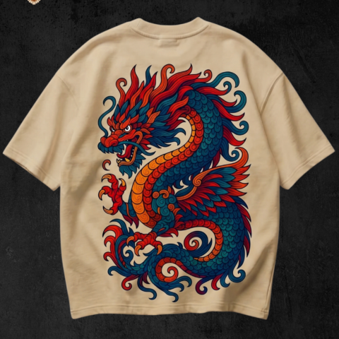 Beige T-Shirt - Dragon