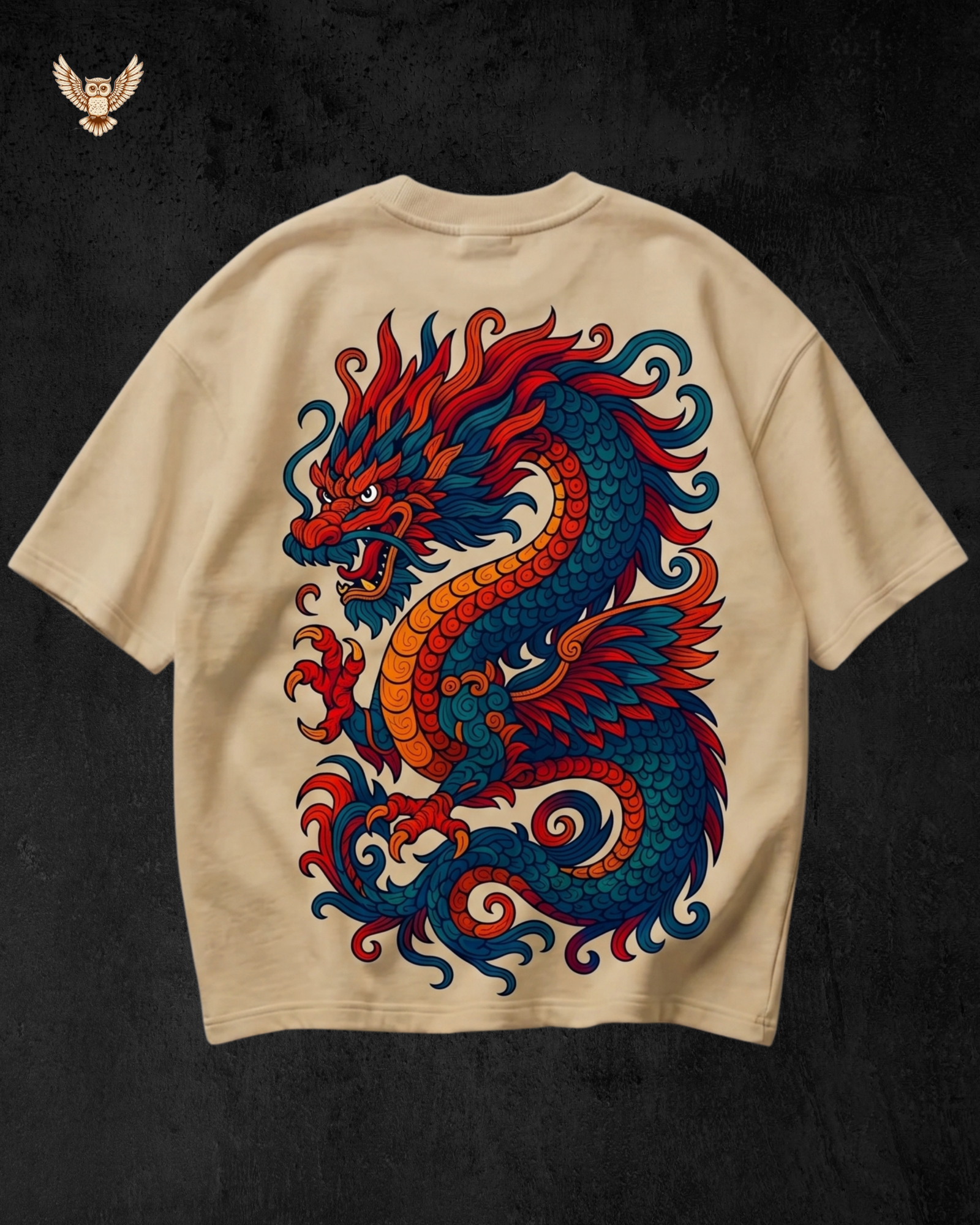 Beige T-Shirt - Dragon