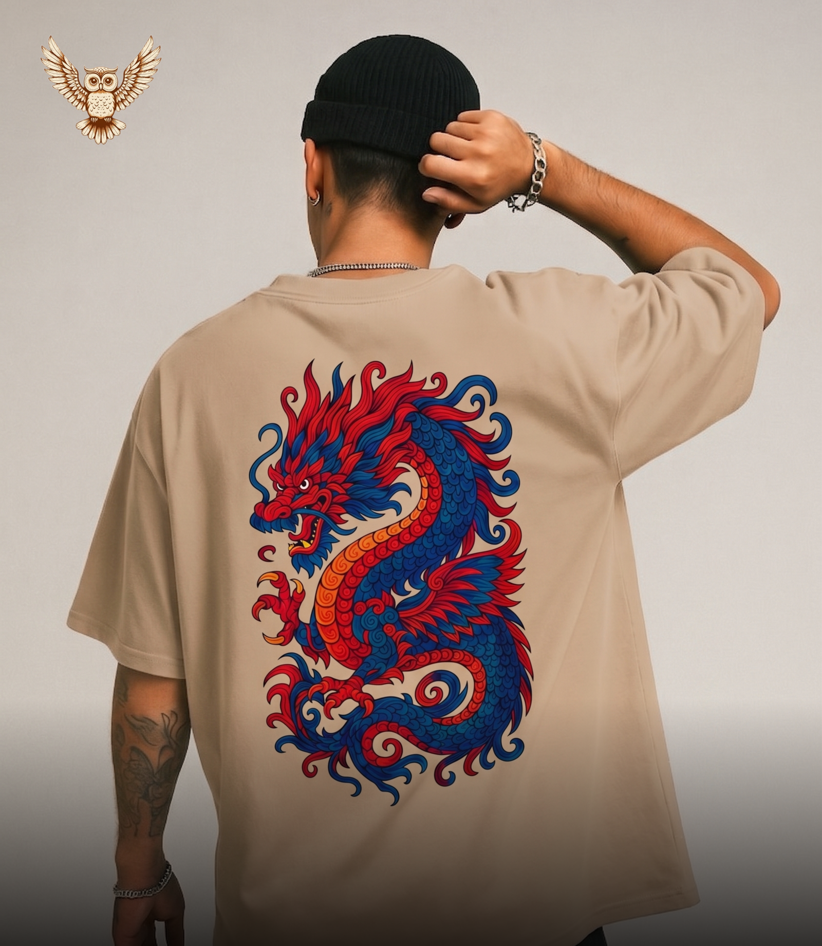 Beige T-Shirt - Dragon